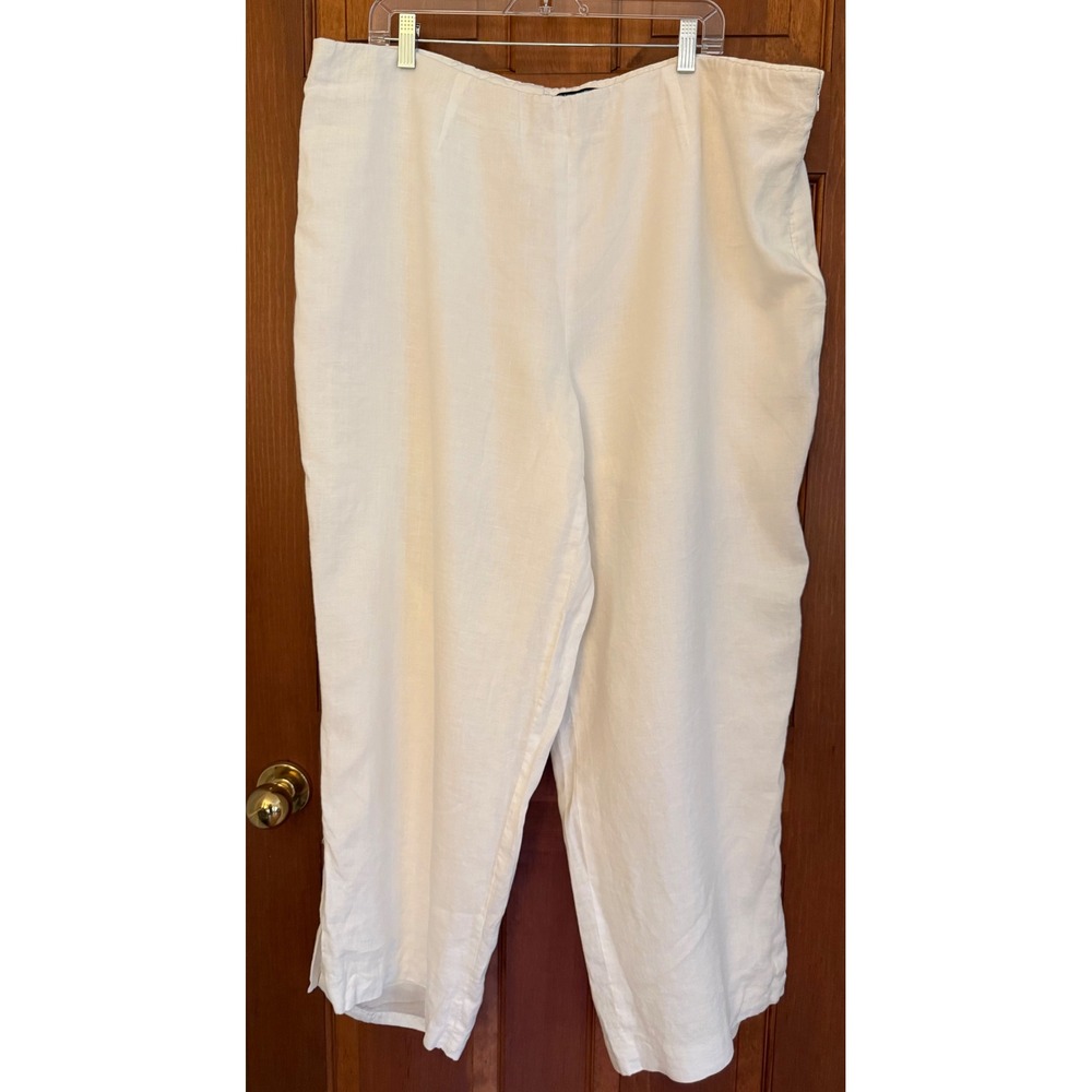 Saint Tropez West 100% Linen Pants Womens 22W White Lined Beach Resortwear